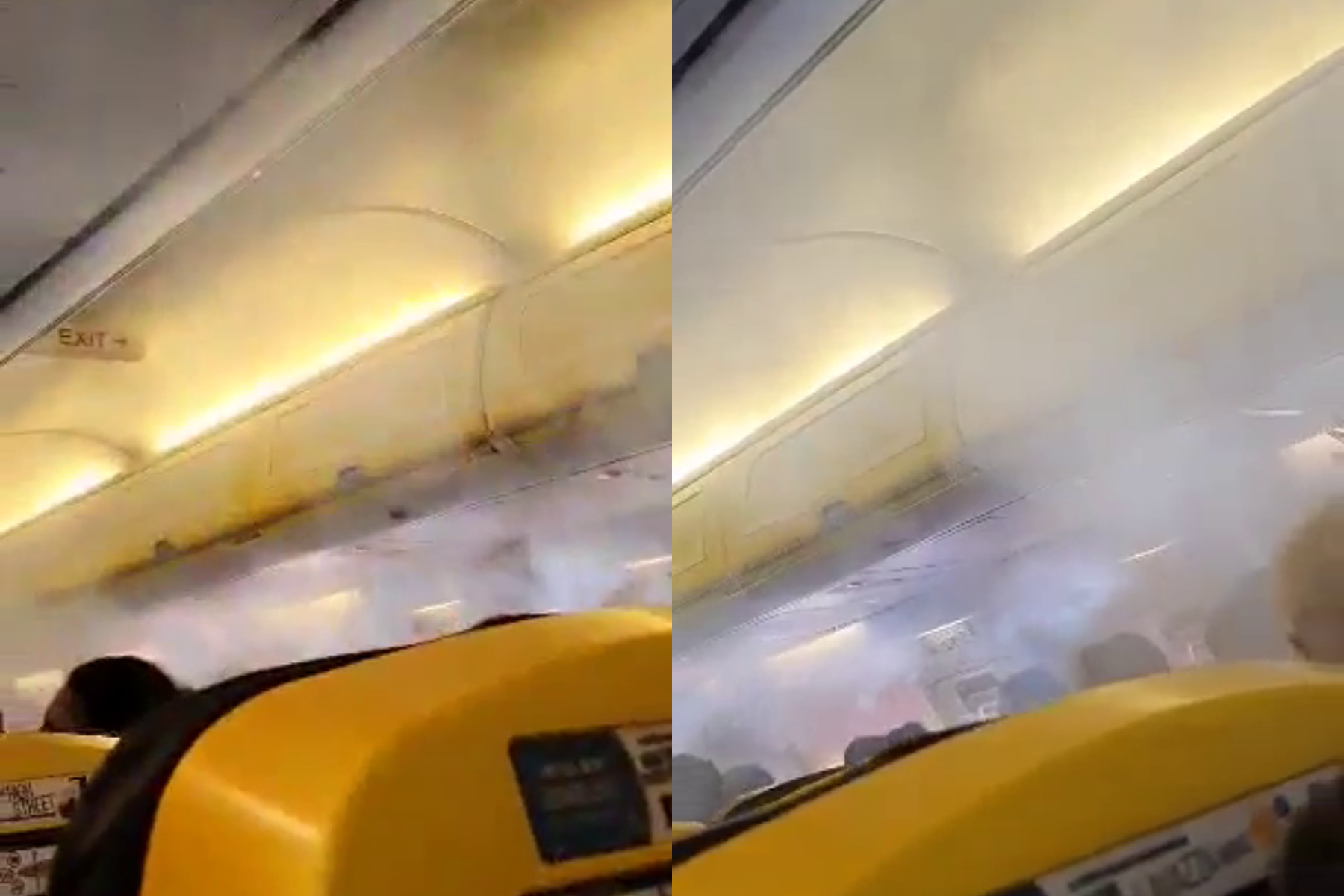 Panică și fum la bordul unui avion Ryanair: pasageri filmați țipând. VIDEO