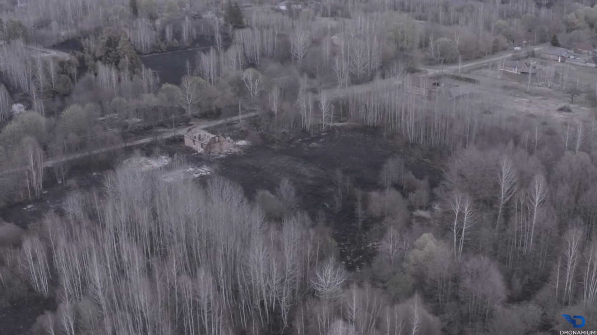 Consecințele incendiului din zona de excludere Cernobîl, filmate cu drona. Imagini sinistre rupte parcă dintr-un basm