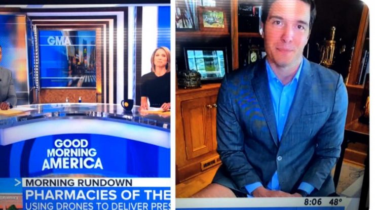 Neobișnuit cu munca de acasă, un reporter a intrat în direct pe jumătate îmbrăcat, pe jumătate gol