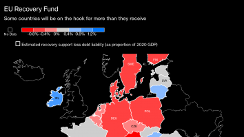 Harta țărilor care au cel mai mult de câștigat de pe urma planului de salvare al UE, de 500 de mld de $