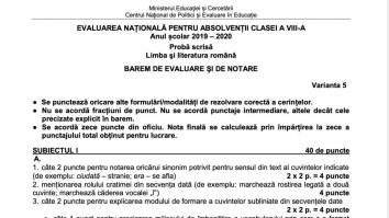 Barem Evaluare Națională 2020: Ministerul Educației a publicat răspusnurile corecte de la Limba și literatura română