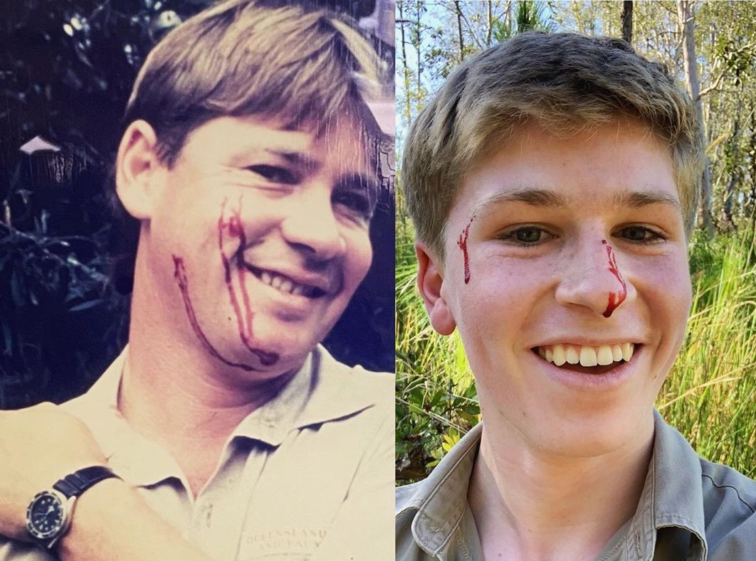 Robert Irwin îți arată momentul în care este atacat de un șarpe. Reacția adolescentului, similară cu cea a tatălui său