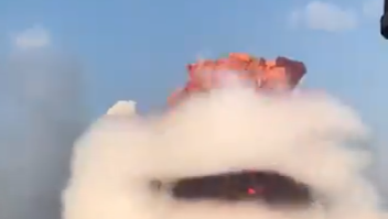 Momentul în care s-a produs o explozie puternică în zona portuară a capitalei Libanului