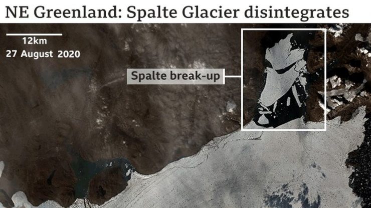 Încălzire globală: 110 kilometri pătrați de gheață s-au desprins de cel mai mare ghețar din Arctica