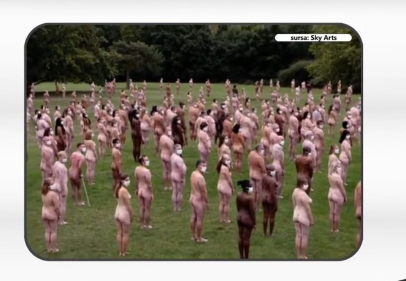 Dezbrăcați, dar cu masca pe față. Se întâmplă la Londra și e în numele artei