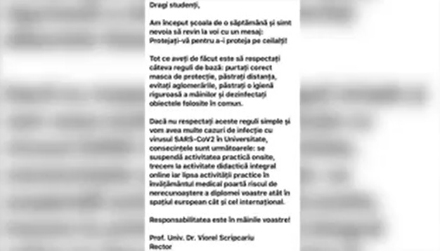 Un mesaj al conducerii Facultății de Medicină din Iași face valuri pe net
