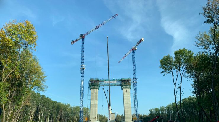 FOTO „Golden Gate” peste Dunăre: Noi imagini de pe șantierul podului Brăila. Câți metri se construiesc zilnic și când va fi gata