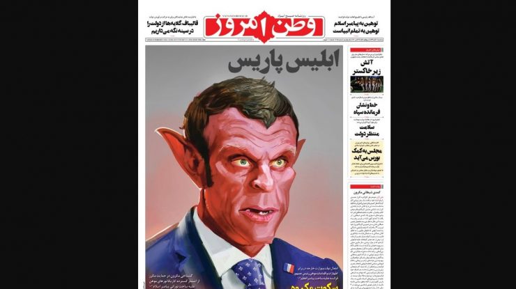 „Diavolul din Paris“. O caricatură cu Macron, pe prima pagină a unui ziar din Iran