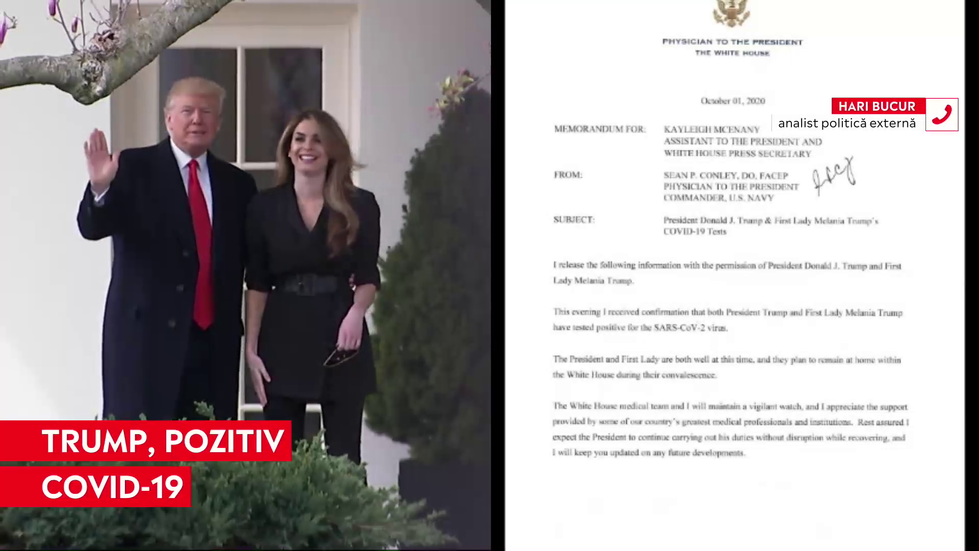 Donald Trump are coronavirus. Hari Bucur, analist: ”S-au făcut jocuri de război pentru o astfel de situație”