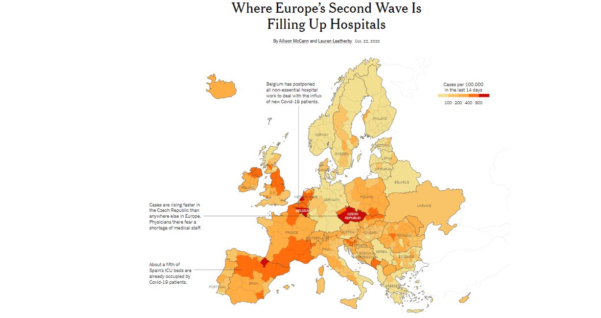 Analiză NYT: Un nou val de pacienți COVID lovește Europa. Țările unde spitalele devin tot mai pline