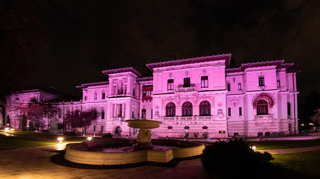 GALERIE FOTO: Palatul Cotroceni a fost iluminat în roz, pentru a marca Ziua luptei contra cancerulului de sân