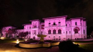 GALERIE FOTO: Palatul Cotroceni a fost iluminat în roz, pentru a marca Ziua luptei contra cancerulului de sân