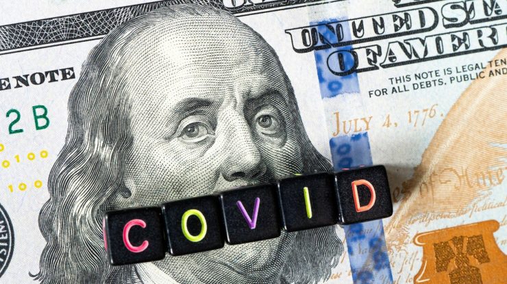 Simbolizarea-crizei-financiare-generate-de-Covid-pe-o-bancnotă-de-o-sută-de-dolari