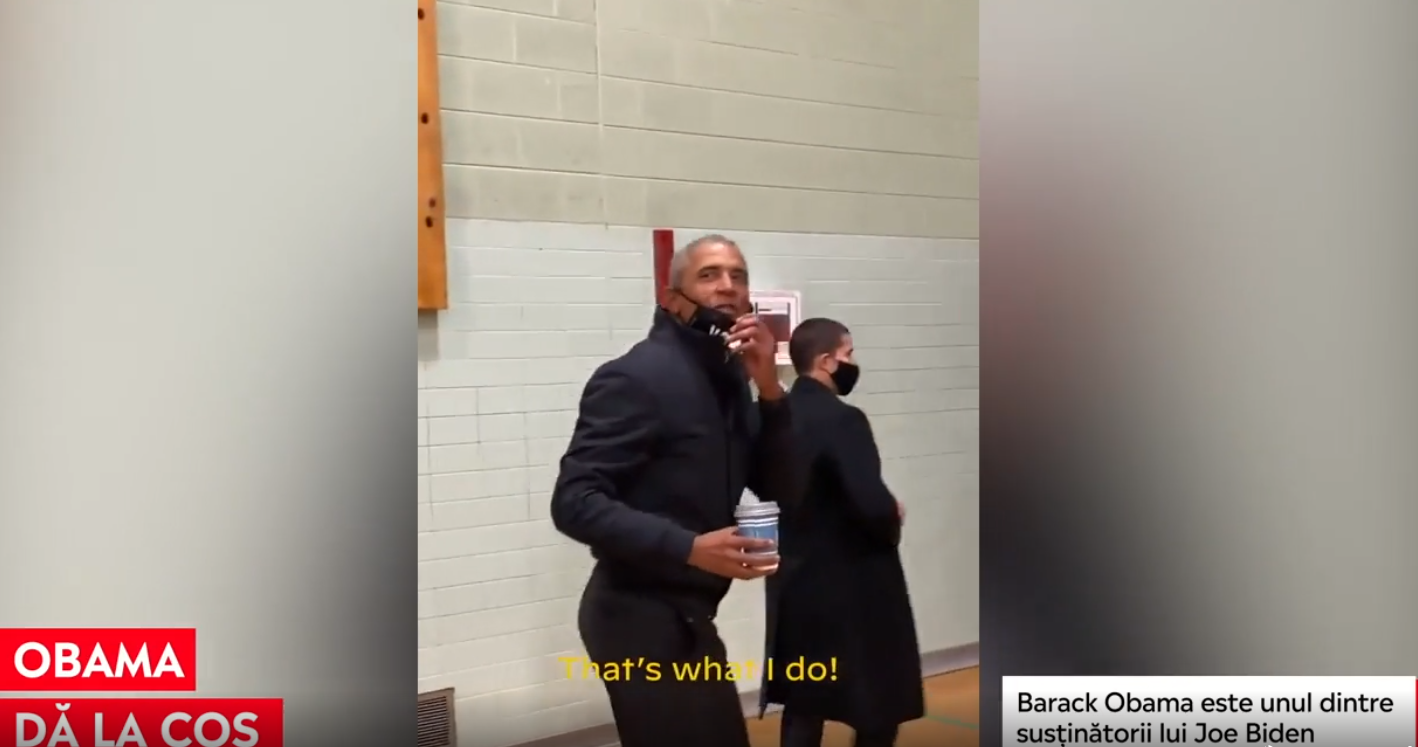 Barack Obama a executat în mod impecabil o lovitură de trei puncte. Videoclipul a devenit viral