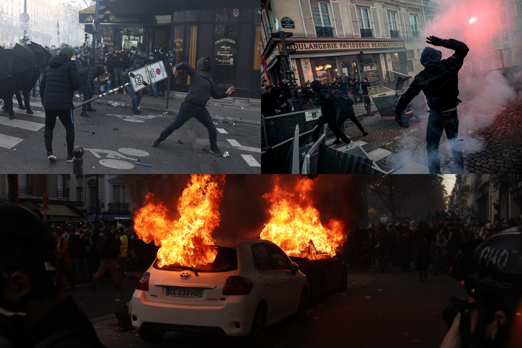 Ciocniri violente în Franţa. La Paris, protestatarii au aruncat cu torţe în poliţie. S-a intervenit cu gaze lacrimogene