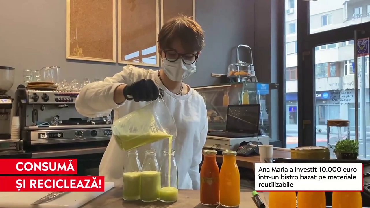 O tânără din Constanța a deschis un bistro în care nu este folosit deloc plasticul. Clienții care reciclează primesc 10% discount