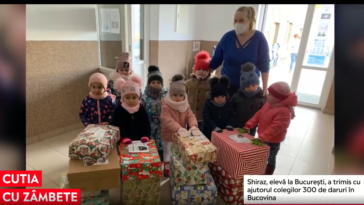 Bucurie la unison. O elevă din București a trimis 300 de daruri în Bucovina, cu ajutorul colegilor ei