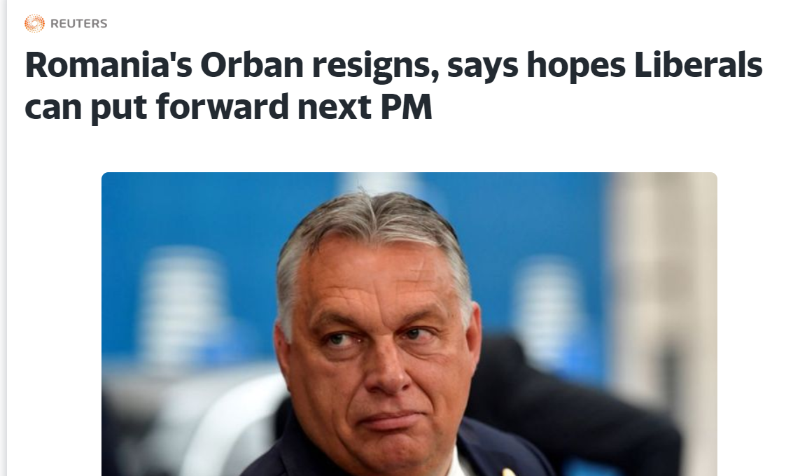 Gafă uriașă făcută de Reuters. A ilustrat știrea despre demisia lui Orban cu o poză cu premierul Ungariei