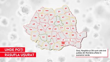 Cele trei județe din România care se află în scenariul verde. Au o incidență mai mică de 1.5 la mia de locuitori