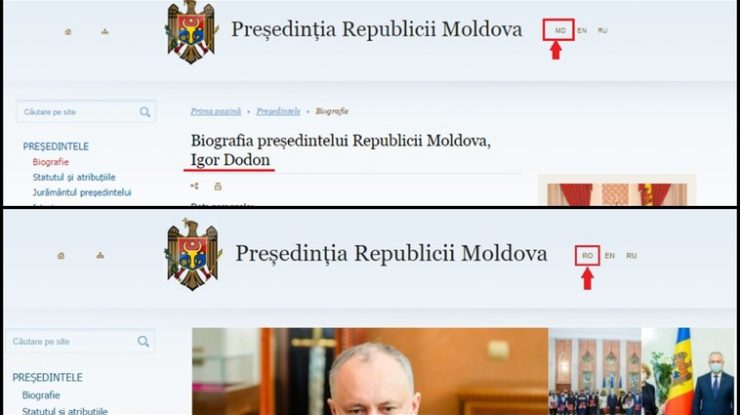 Limba moldovenească a fost înlocuită cu limba română pe site-ul Președinției Republicii Moldova, după ce Maia Sandu a depus jurământul