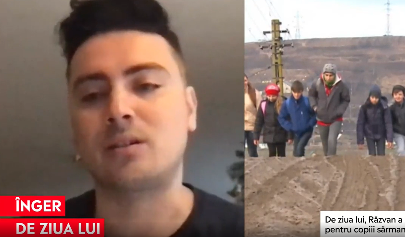 Înger de ziua lui. Răzvan Balaban a donat cadouri pentru copiii sărmani