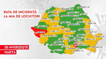 Clujul nu mai este județ roșu, ci galben. Bucureștiul se menține în topul zonelor cu o rată de infectare ridicată