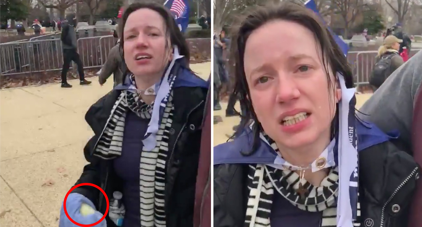 Teorie bizară despre o protestatară pro-Trump. De ce ținea o ceapă într-un prosop în mijlocul revoltei