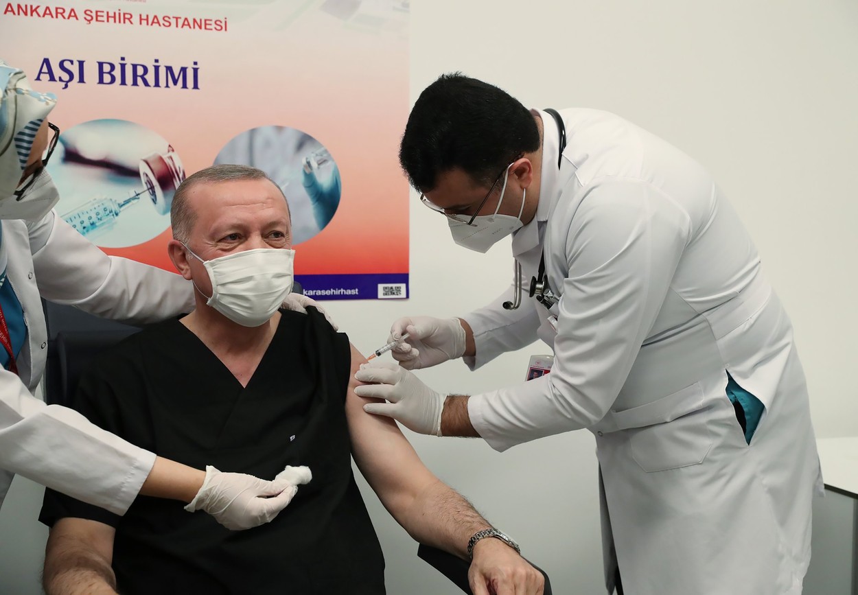 Președintele turc Recep Erdogan s-a vaccinat împotriva Covid-19