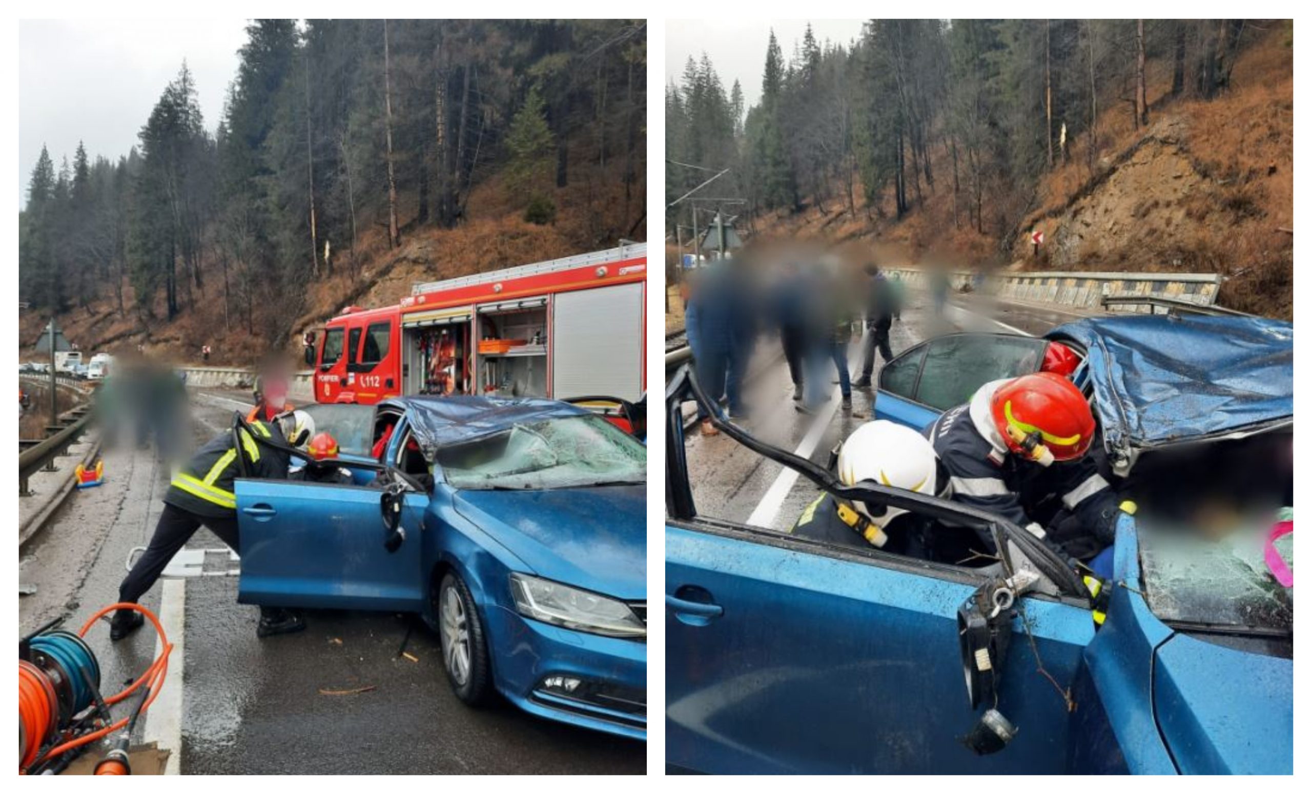 FOTO. O femeie a murit după ce un copac s-a prăbuşit peste maşina în care se afla