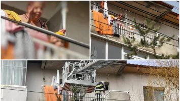 Un copil de trei ani și-a închis bunica pe balcon. Puștiul i-a aplaudat pe pompieri la finalul operațiunii de salvare. VIDEO și FOTO