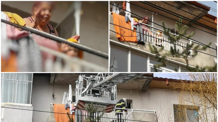 Un copil de trei ani și-a închis bunica pe balcon. Puștiul i-a aplaudat pe pompieri la finalul operațiunii de salvare. VIDEO și FOTO