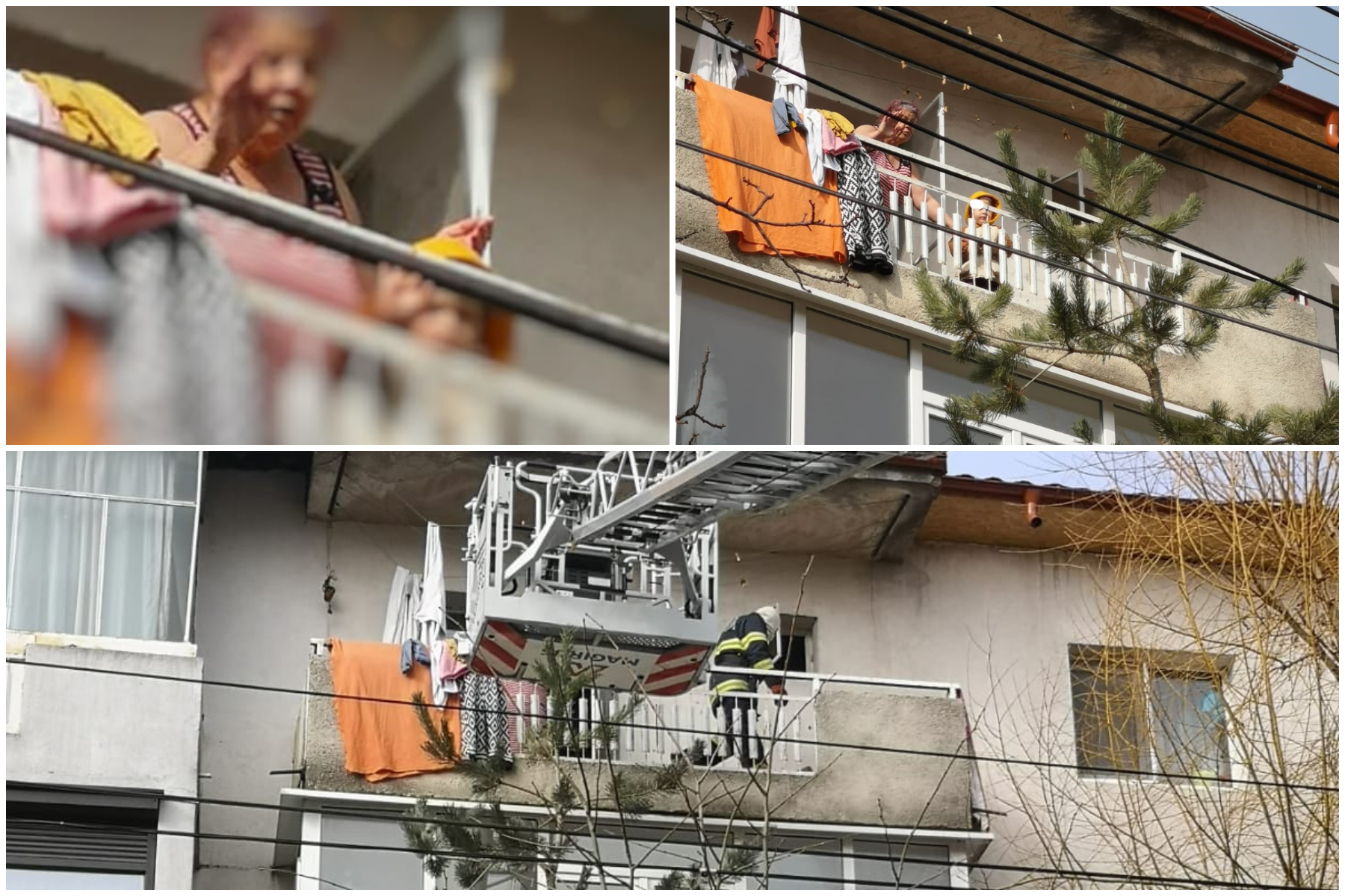 Un copil de trei ani și-a închis bunica pe balcon. Puștiul i-a aplaudat pe pompieri la finalul operațiunii de salvare. VIDEO și FOTO