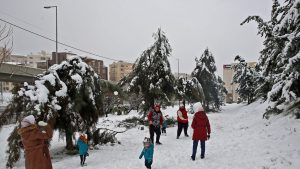 Zăpada, motiv de bucurie în Iordania. Cum au reacționat localnicii