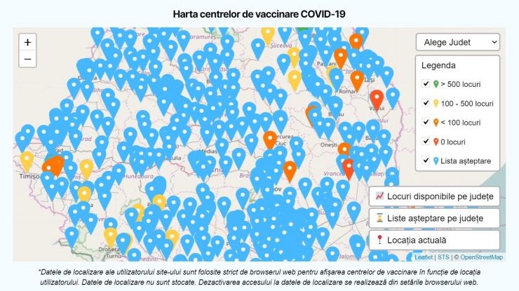Hartă centre de vaccinare