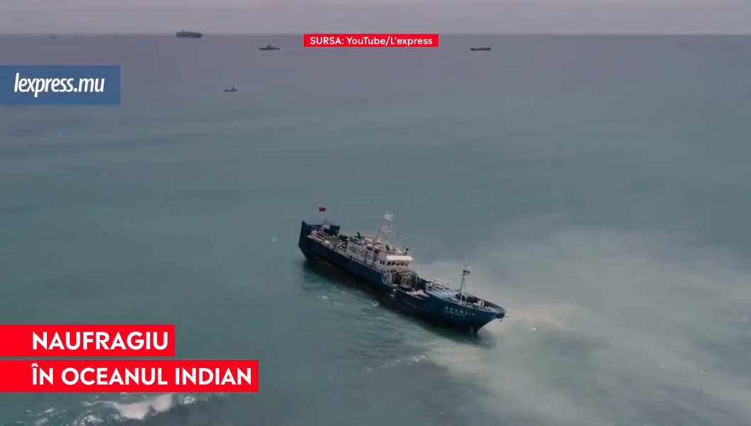 VIDEO. Un vas chinez a naufragiat în arhipelagul Oceanului Indian