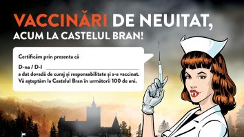 Dracula vaccinează la Castelul Bran: „Imunizare de neuitat! Dai dovadă de curaj și responsabilitate”