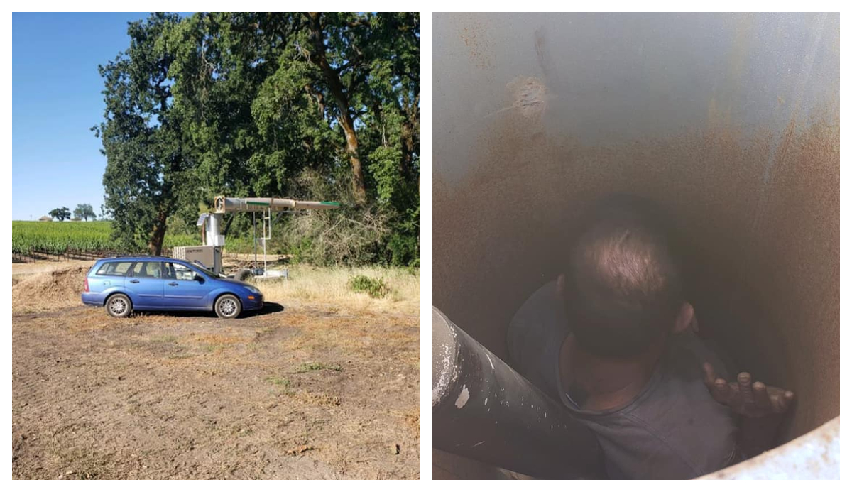 FOTO. Un bărbat a rămas mai multe zile blocat în interiorul unui ventilator uriaş, la o podgorie. Ce a vrut să facă