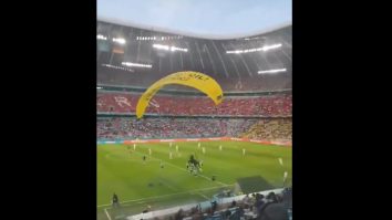 VIDEO. Protestul nevăzut la TV, la meciul Franța – Germania de la EURO 2020. Un bărbat a aterizat cu parașuta pe gazon