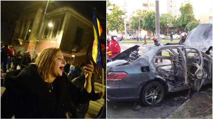 Diana Șoșoacă și mașina care a explodat la Arad.
