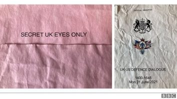 Prima pagină a documentelor clasificate găsite într-o stație de autobuz din Marea Britanie. Foto: BBC