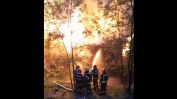 VIDEO. Locomotiva unui tren de marfă încărcat cu cereale a ars toată noaptea în Caraș-Severin