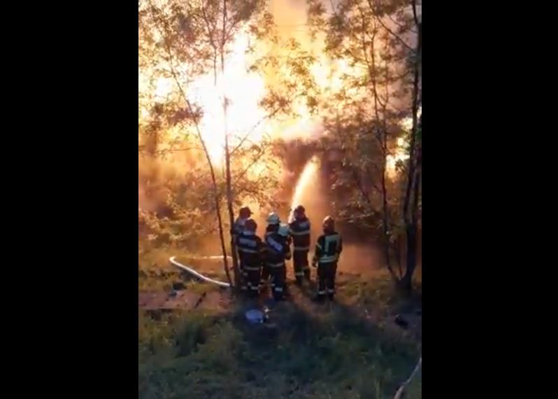 VIDEO. Locomotiva unui tren de marfă încărcat cu cereale a ars toată noaptea în Caraș-Severin
