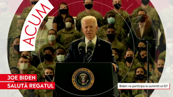 Joe Biden în timpul primului său discurs după aterizarea în Marea Britanie.