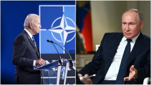 Colaj foto cu Joe Biden și Vladimir Putin.