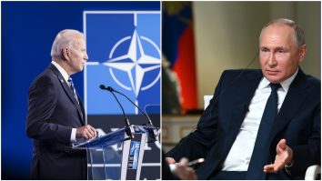 Colaj foto cu Joe Biden și Vladimir Putin.