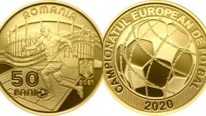 Moneda EURO 2020 pe care o va lansa BNR, cu fața și spatele.