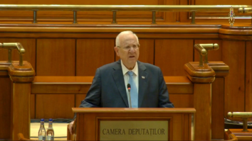 Reuven Rivlin, președintele Israelului, în plenul Parlamentului român. Foto: Facebook