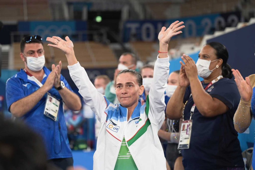 Oksana Chusovitina, la ultima participare la Jocurile Olimpice. Foto: Twitter/gymnastics