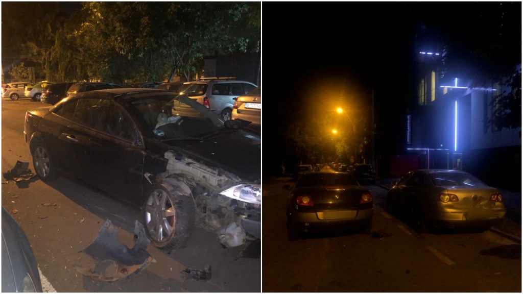 Două mașini implicate într-un accident din București.