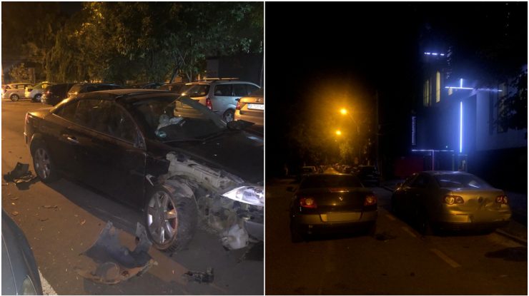Două mașini implicate într-un accident din București.